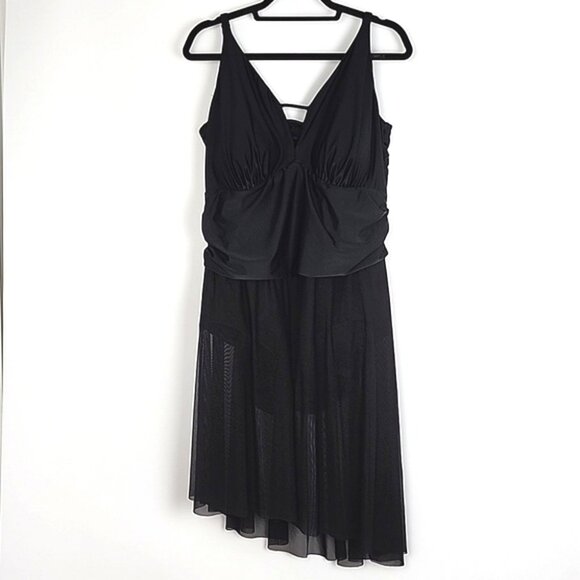 Carol Wior 3 Way Slimsuit Sarong Suit Shape Detector Black One Piece Size 24W - Picture 1 of 16